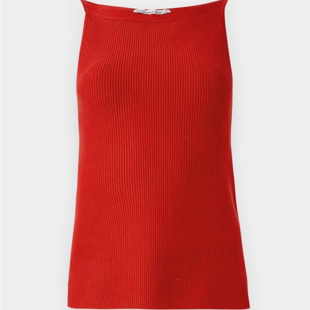 Abercrombie & Fitch Vibrant Red Ribbed Tank Top